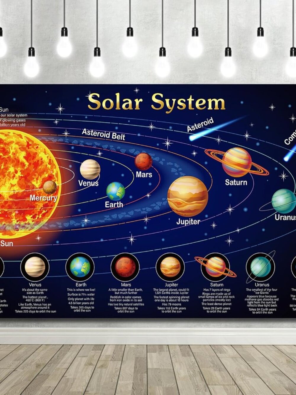 Large Solar System Poster for Kids, Space Classroom Wall Decor
